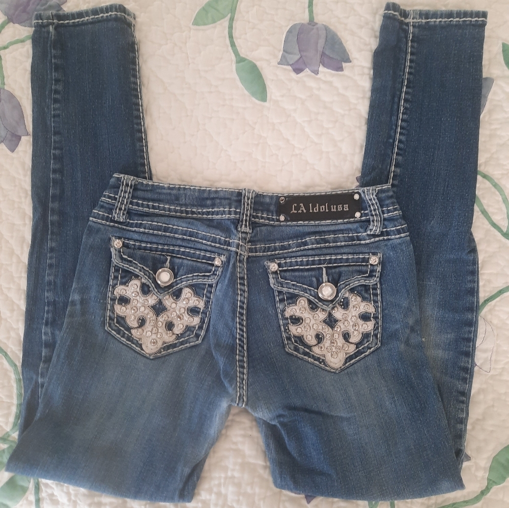 L.A. idol Women's Blue Skinny Jeans